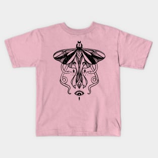 Luna Moth And Snakes Witchy Doodle Kids T-Shirt